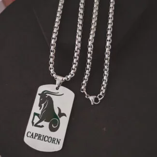 Dog Tag Astrology Gift Zodiac Necklace - Capricorn