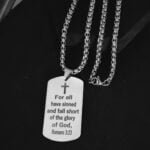 Dog Tag Necklace Bible Verse Cross Pendant Gift