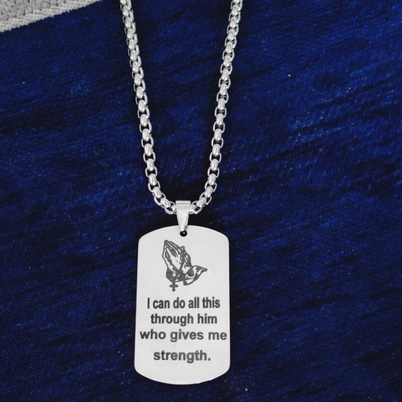 Dog Tag Necklace Bible Verse Cross Pendant Gift