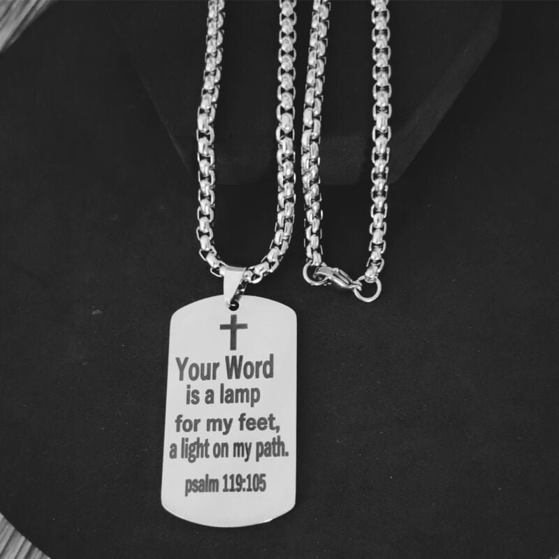 Men's Bible Verse Cross Pendant Inspirational Christian Jewelry Religious Gift