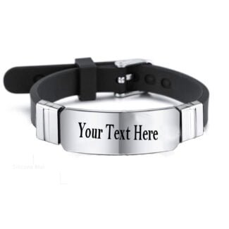 Personalized Engraving Names Silicone Sport Wrist ID Tag Bracelet