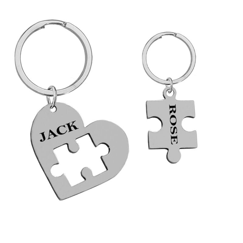 Puzzle Matching Custom Text Keychain Gift Puzzle Matching Custom Text Keychain Gift