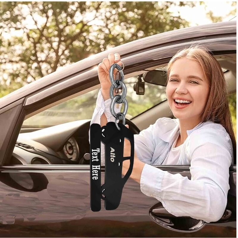 Car Shape Number Plate Keychain
