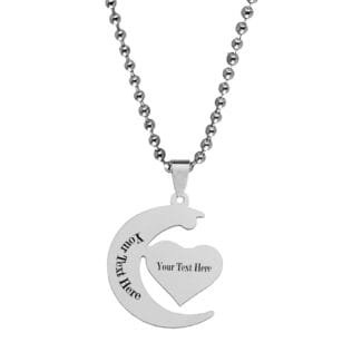 Custom Moon And Heart Necklace
