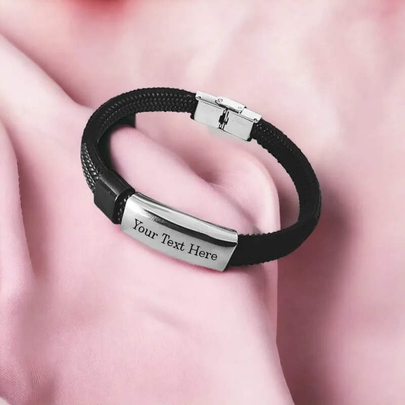 Silver Custom ID Beads Bracelet Gift