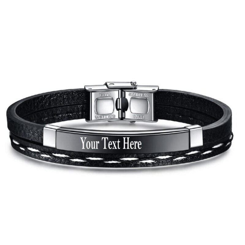 Personalised Black ID Bracelet Gift Personalised Black ID Bracelet Gift