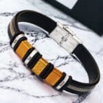 Custom Gold Leather Bracelet Gift