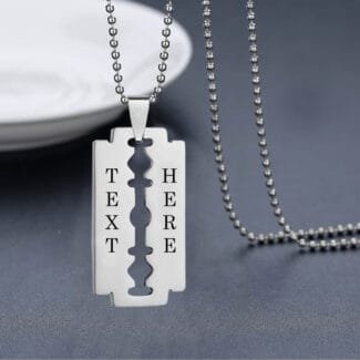 Razor Blade Custom Text Pendant Gift