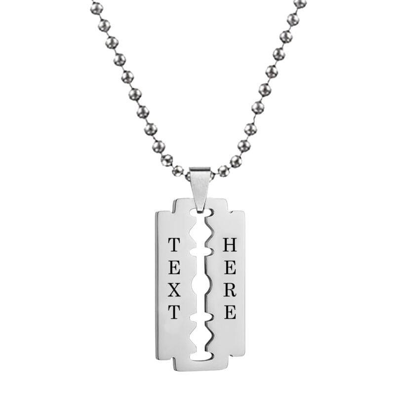 Razor Blade Custom Text Pendant Gift