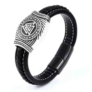 Viking Amulet Leather Cuff Bracelet Gift