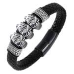 Men's Skull Head Leather Wristband Gift