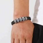 Men's Skull Head Leather Wristband Gift