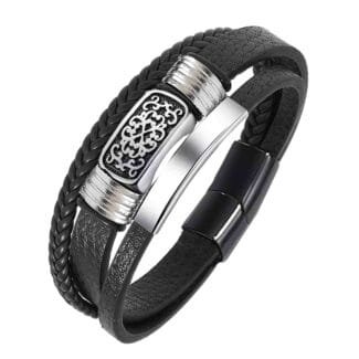 Men 3 Layer Black Bracelet Gift