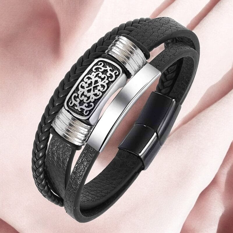 Men 3 Layer Black Bracelet Gift