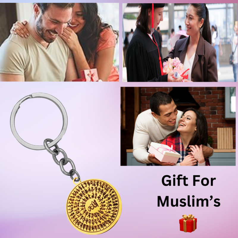 99 Names of Allah Keychain Gift Gold 99 Names of Allah Keychain Gift Gold