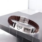 Radha Krishna Leather Weave Bracelets Gift