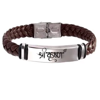 Shri Krishna Leather Weave Bracelet Gift