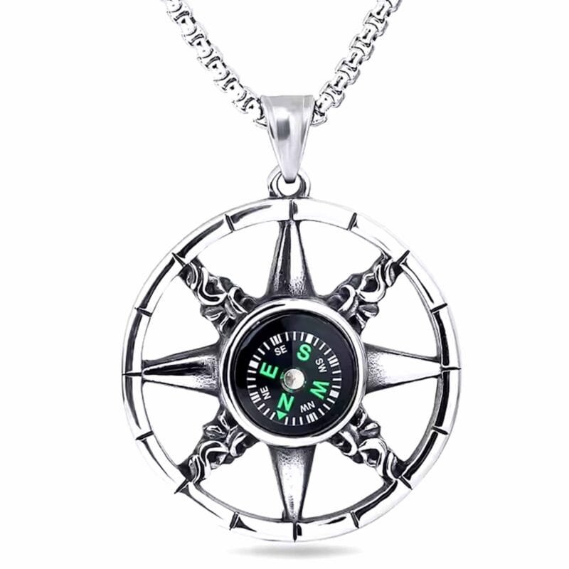 Compass Long Chain Pendant Gift