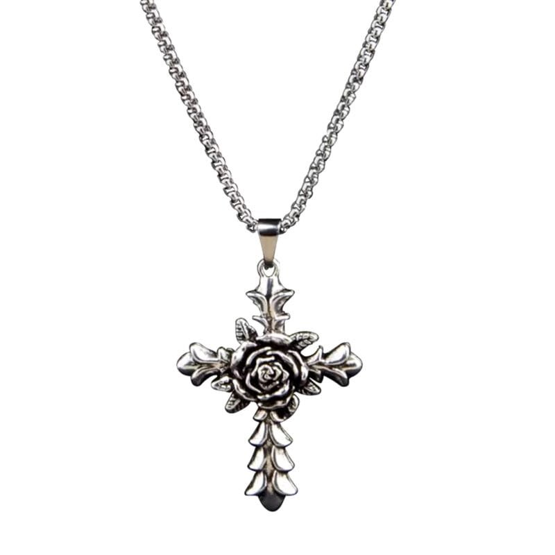 Rose Cross Pendant Necklace Gift