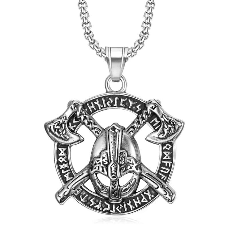 Axe & Germanic Runes Nordic Warriors Tribal Necklace