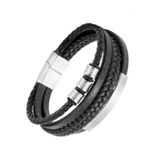 Men's Layered Bracelet Gift Silver