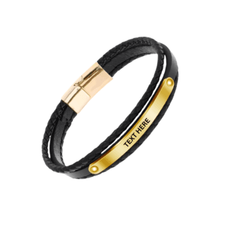 Personalised Layer Leather Bracelet Gift Gold
