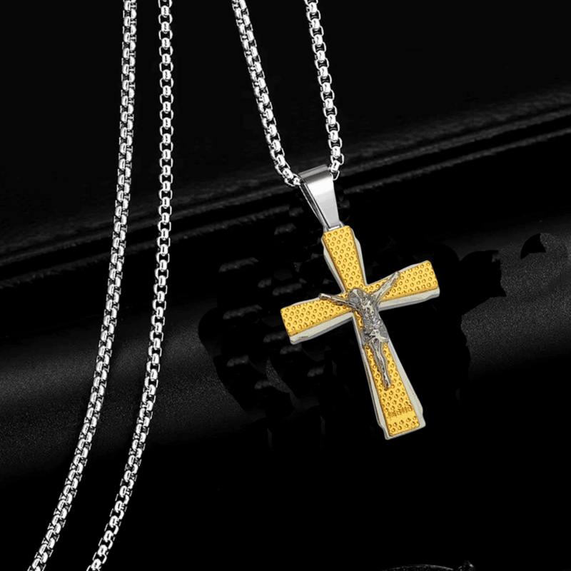 Jesus Crucifix Cross Necklace Gift Gold