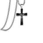 Jesus Crucifix Cross Necklace Gift Black