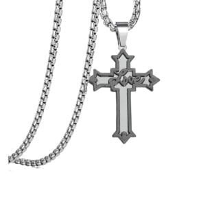 Jesus Christ Love Cross Necklace Gift Grey