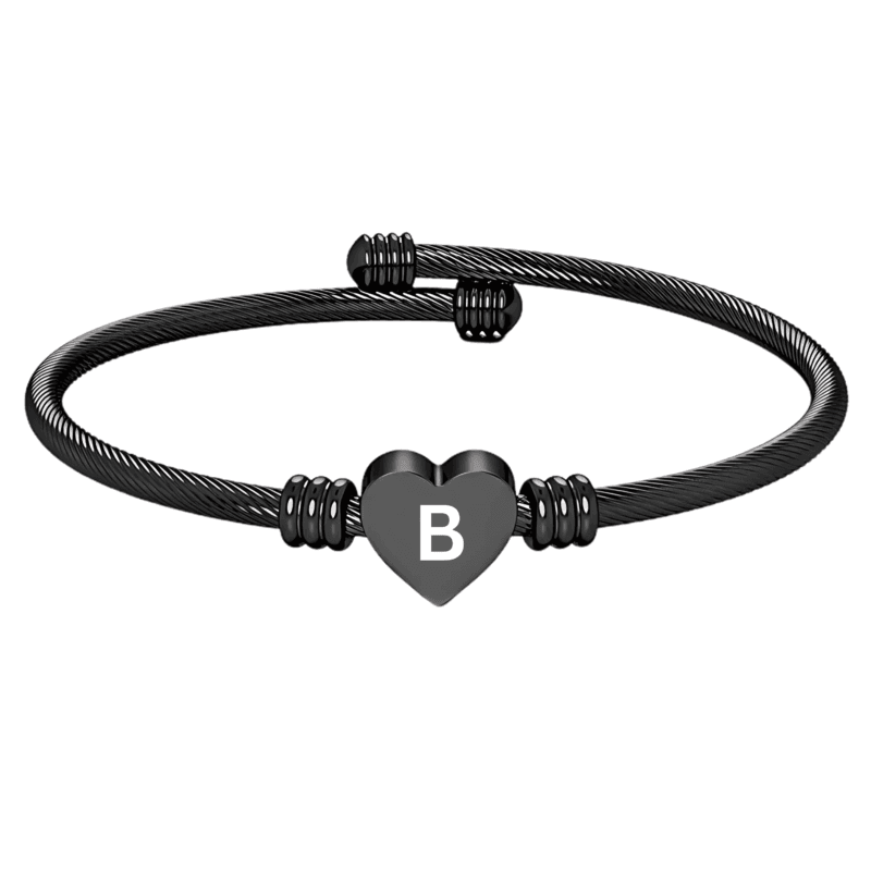 Heart Kada Alphabet B Gift Black