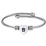 Heart Kada Alphabet B Gift Silver
