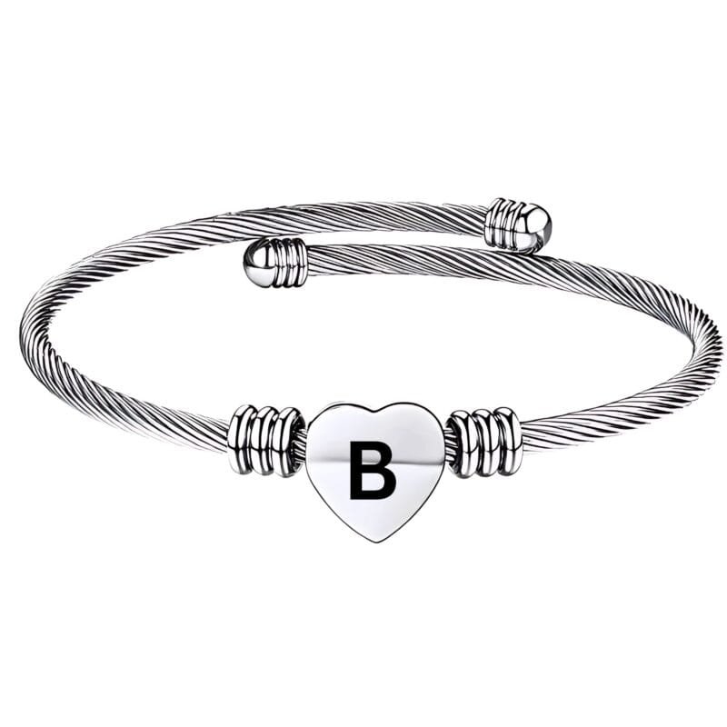 Heart Kada Alphabet B Gift Silver