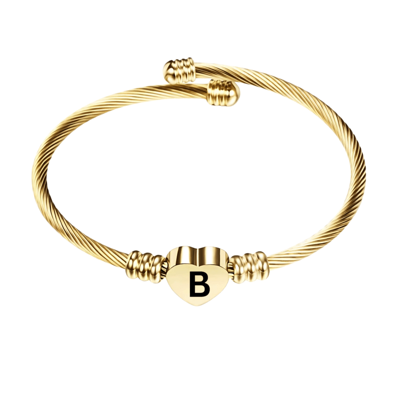 Heart Kada Alphabet B Gift Gold