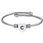 Heart Kada Alphabet C Gift Silver