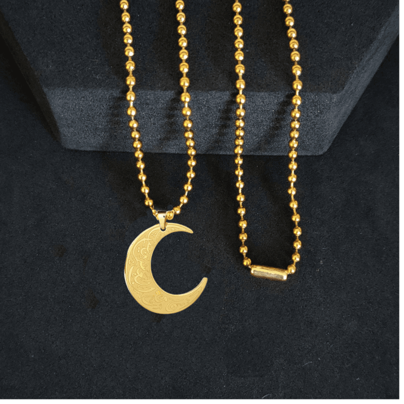 Moon Ayatul Kursi Necklace Gift Gold