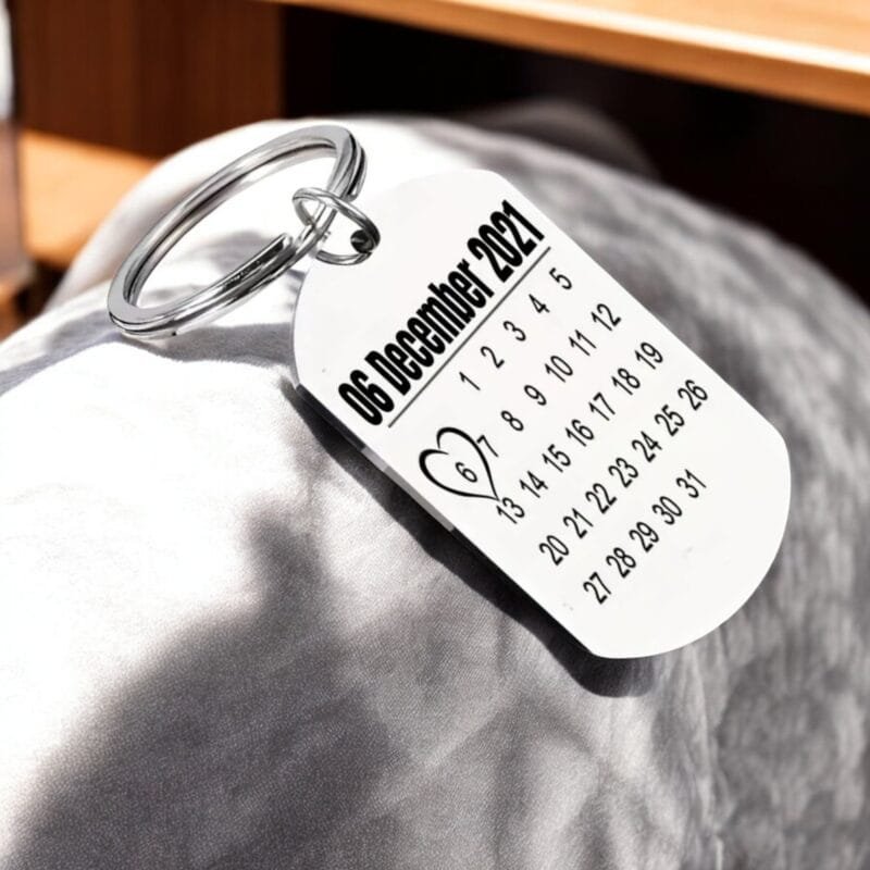 Rectangular Calendar Custom Date Keychain Gift