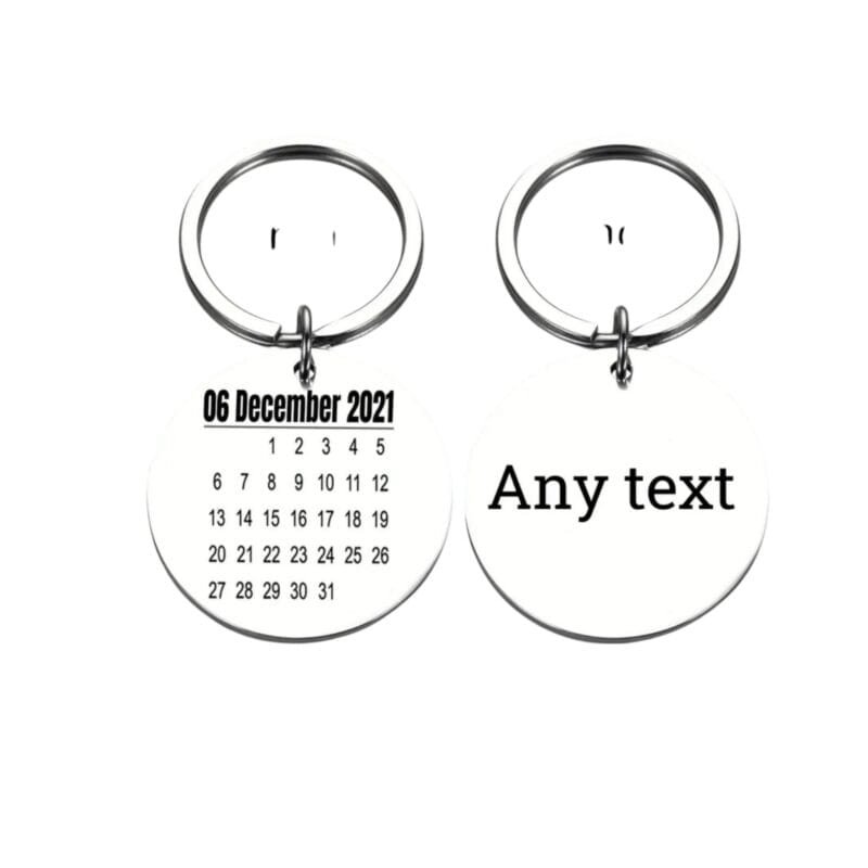 Round Calendar Custom Date Keychain Gift