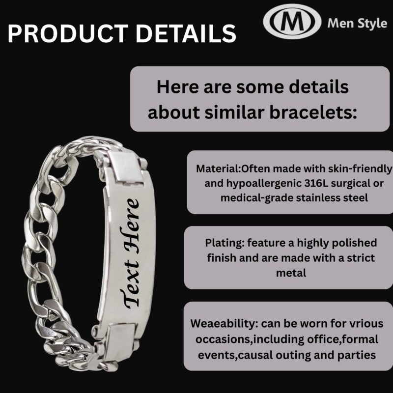 Men’s Cuban Chain ID Custom Bracelet Gift